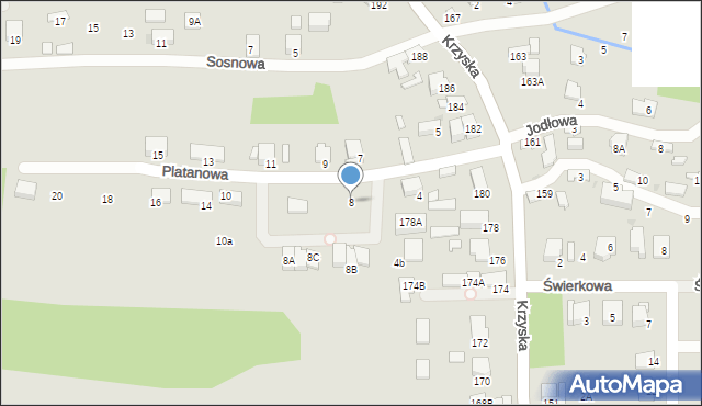 Tarnów, Platanowa, 8, mapa Tarnów