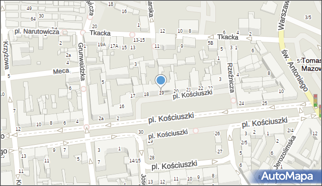 Tomaszów Mazowiecki, Plac Kościuszki Tadeusza, gen., 19, mapa Tomaszów Mazowiecki
