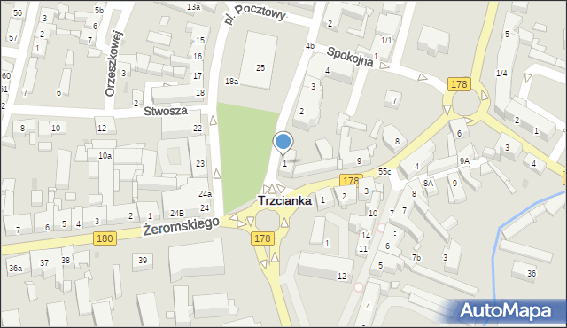 Trzcianka, Plac Pocztowy, 1, mapa Trzcianka