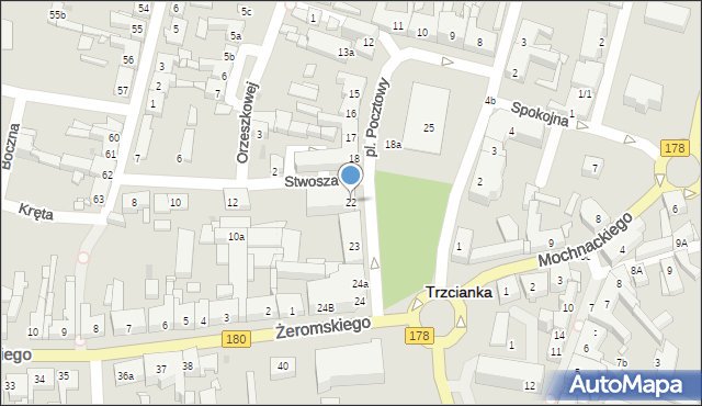 Trzcianka, Plac Pocztowy, 22, mapa Trzcianka