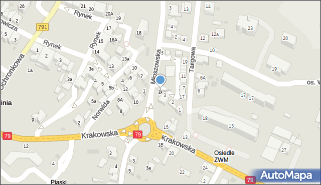 Trzebinia, Plac Targowy, 3A, mapa Trzebinia