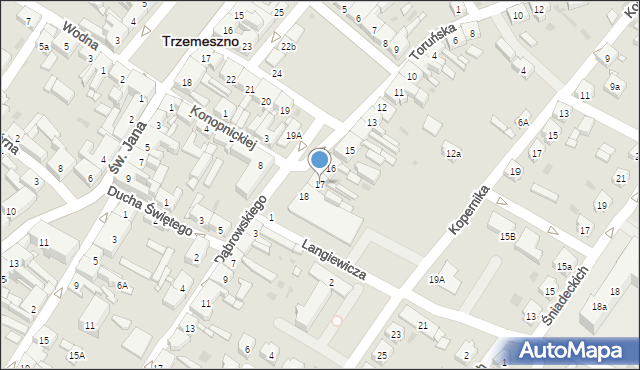 Trzemeszno, Plac Świętego Wojciecha, 17, mapa Trzemeszno