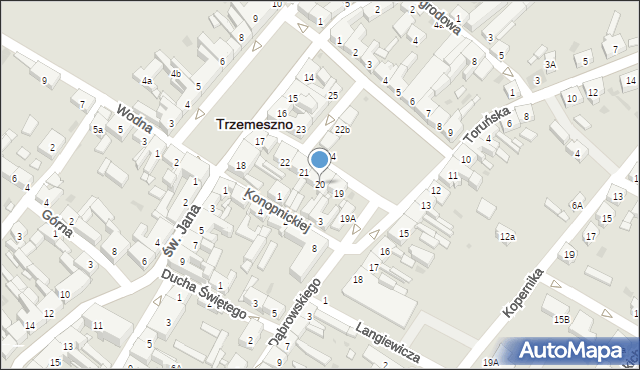 Trzemeszno, Plac Świętego Wojciecha, 20, mapa Trzemeszno