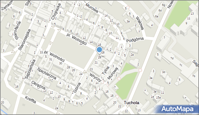 Tuchola, Plac Wolności, 19, mapa Tuchola