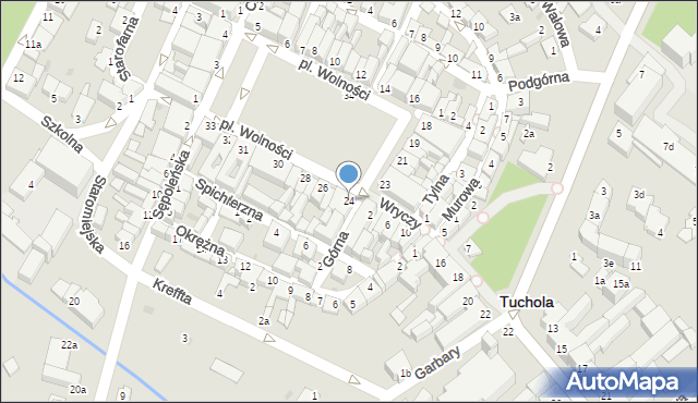 Tuchola, Plac Wolności, 24, mapa Tuchola