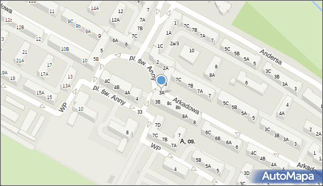Tychy, Plac św. Anny, 3A, mapa Tychów