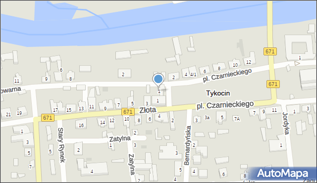 Tykocin, Plac Czarnieckiego Stefana, hetm., 1, mapa Tykocin