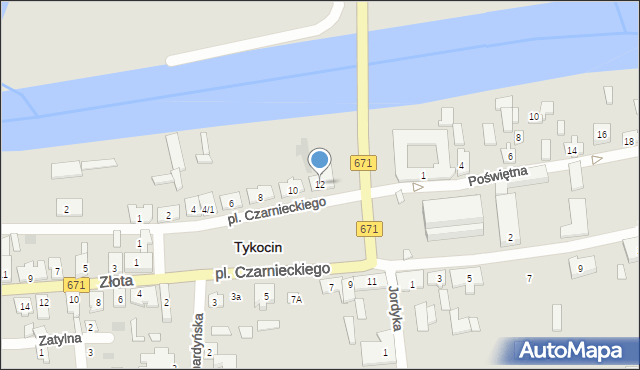 Tykocin, Plac Czarnieckiego Stefana, hetm., 12, mapa Tykocin