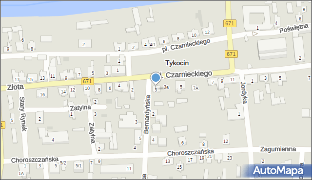 Tykocin, Plac Czarnieckiego Stefana, hetm., 3, mapa Tykocin