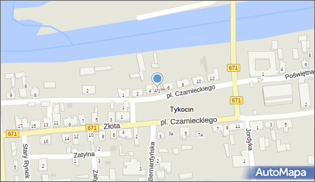 Tykocin, Plac Czarnieckiego Stefana, hetm., 4/1, mapa Tykocin