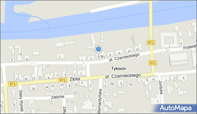 Tykocin, Plac Czarnieckiego Stefana, hetm., 4, mapa Tykocin