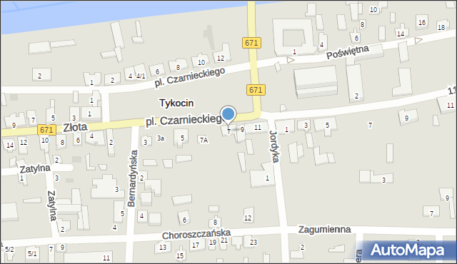 Tykocin, Plac Czarnieckiego Stefana, hetm., 7, mapa Tykocin