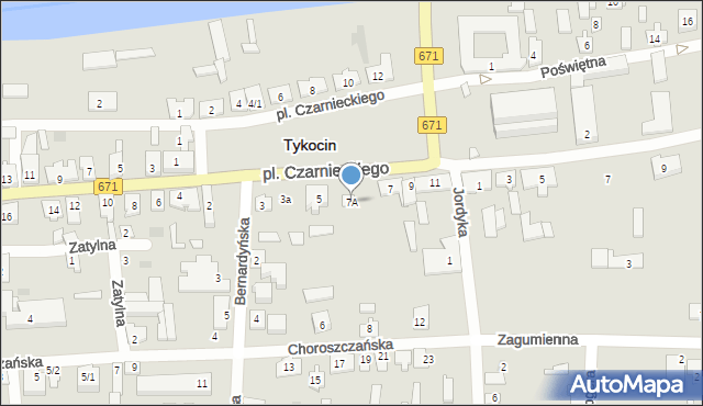 Tykocin, Plac Czarnieckiego Stefana, hetm., 7A, mapa Tykocin