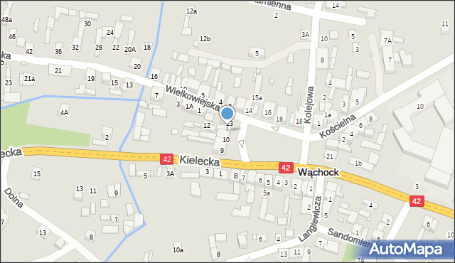 Wąchock, Plac Majora Ponurego, 11, mapa Wąchock