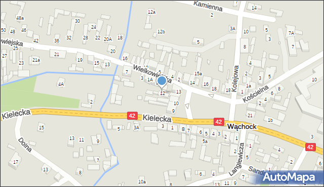 Wąchock, Plac Majora Ponurego, 12, mapa Wąchock