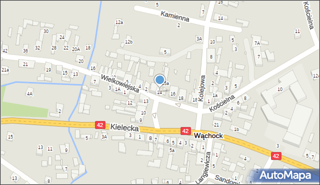 Wąchock, Plac Majora Ponurego, 14, mapa Wąchock