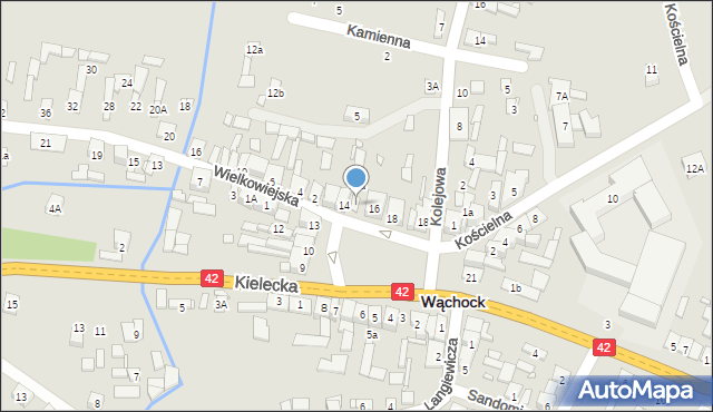 Wąchock, Plac Majora Ponurego, 15, mapa Wąchock