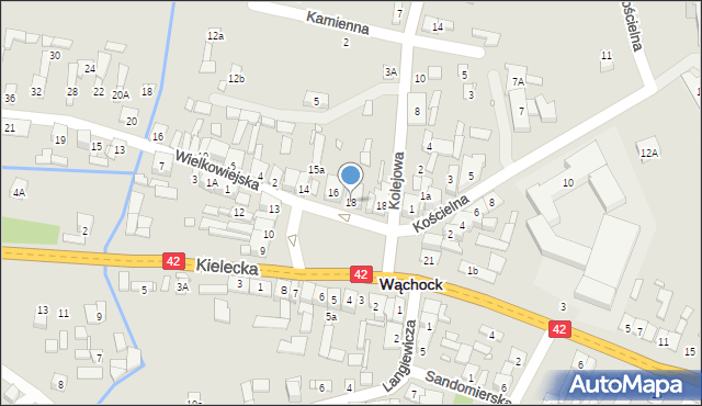 Wąchock, Plac Majora Ponurego, 18, mapa Wąchock