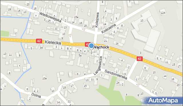 Wąchock, Plac Majora Ponurego, 2, mapa Wąchock