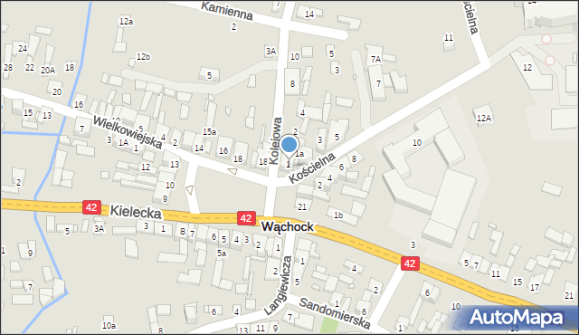 Wąchock, Plac Majora Ponurego, 22, mapa Wąchock