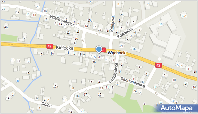 Wąchock, Plac Majora Ponurego, 4, mapa Wąchock