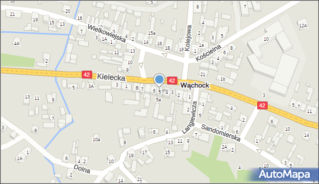 Wąchock, Plac Majora Ponurego, 5, mapa Wąchock