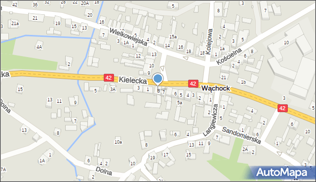 Wąchock, Plac Majora Ponurego, 8, mapa Wąchock