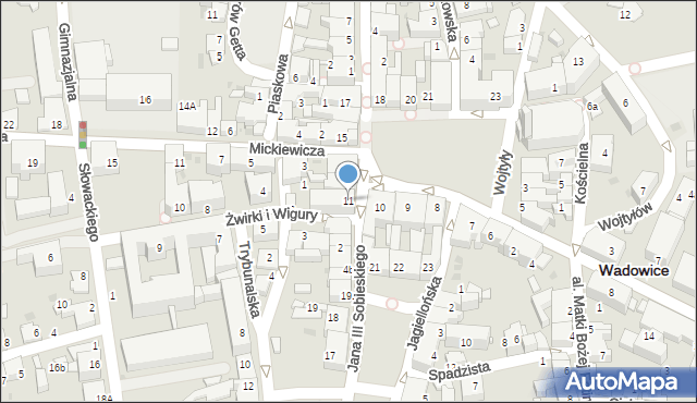 Wadowice, Plac Jana Pawła II, 11, mapa Wadowice