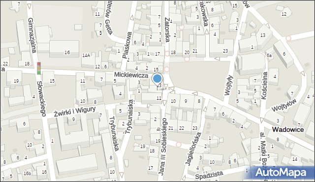 Wadowice, Plac Jana Pawła II, 12, mapa Wadowice