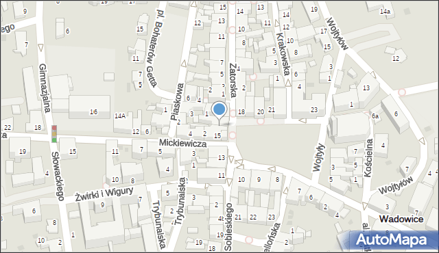 Wadowice, Plac Jana Pawła II, 16, mapa Wadowice