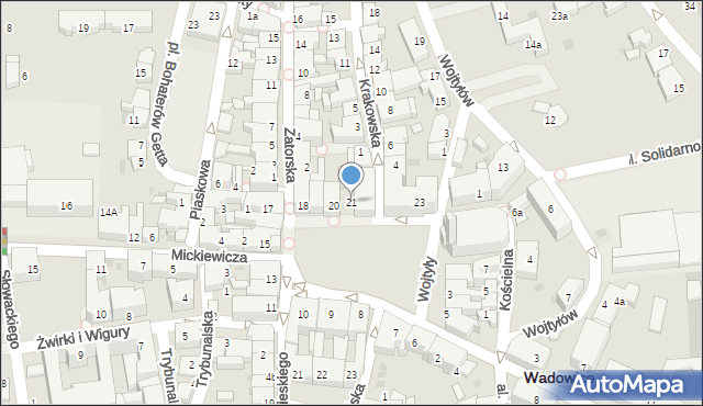Wadowice, Plac Jana Pawła II, 21, mapa Wadowice