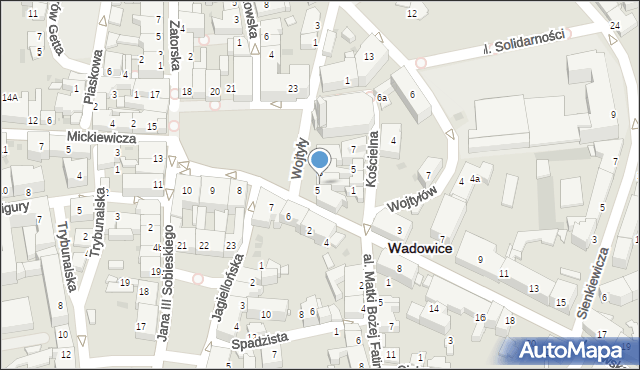 Wadowice, Plac Jana Pawła II, 4, mapa Wadowice