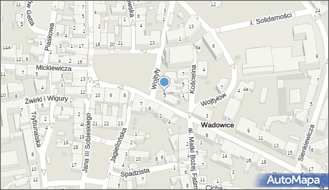 Wadowice, Plac Jana Pawła II, 5, mapa Wadowice