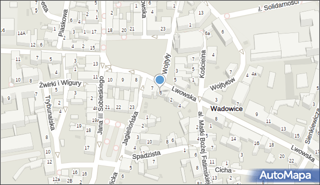 Wadowice, Plac Jana Pawła II, 6, mapa Wadowice