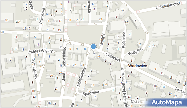 Wadowice, Plac Jana Pawła II, 7, mapa Wadowice