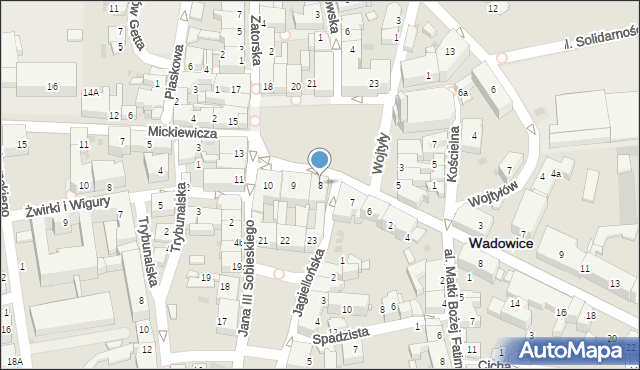 Wadowice, Plac Jana Pawła II, 8, mapa Wadowice