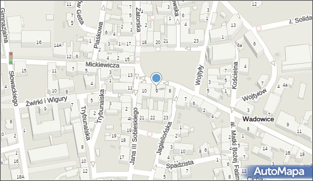 Wadowice, Plac Jana Pawła II, 9, mapa Wadowice