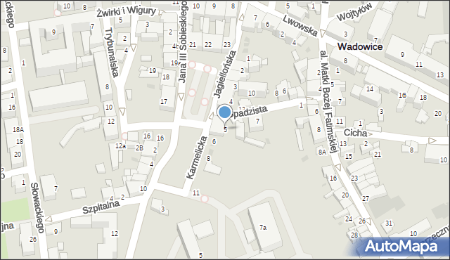 Wadowice, Plac Kościuszki Tadeusza, gen., 5, mapa Wadowice