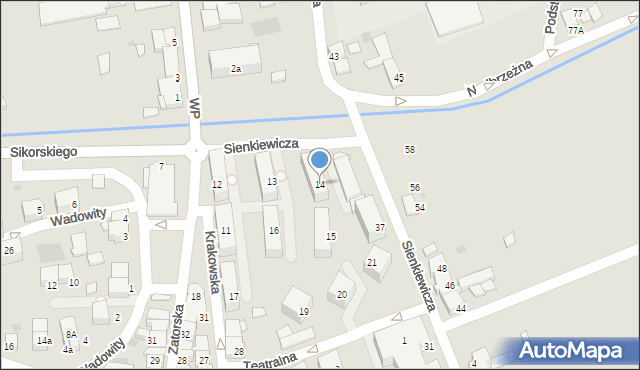 Wadowice, Plac Obrońców Westerplatte, 14, mapa Wadowice