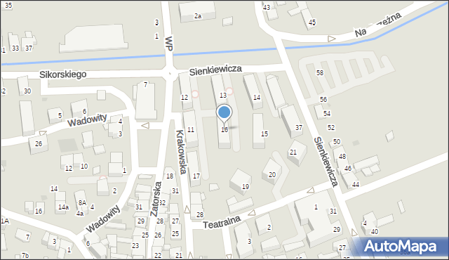Wadowice, Plac Obrońców Westerplatte, 16, mapa Wadowice