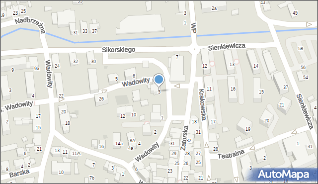 Wadowice, Plac Obrońców Westerplatte, 3, mapa Wadowice