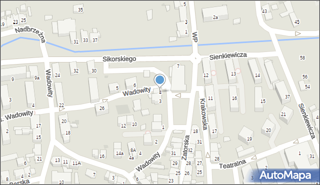 Wadowice, Plac Obrońców Westerplatte, 4, mapa Wadowice