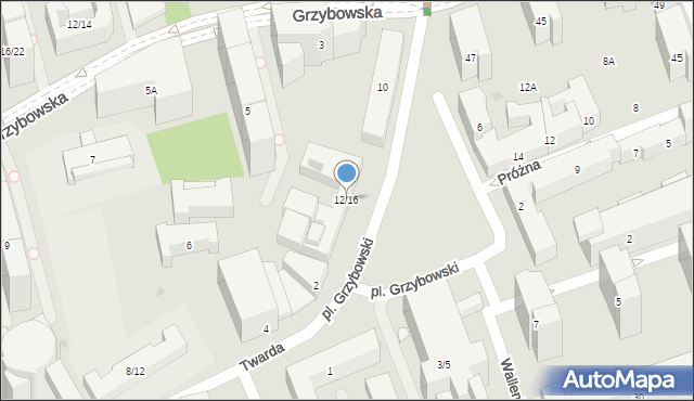 Warszawa, Plac Grzybowski, 12/16, mapa Warszawy