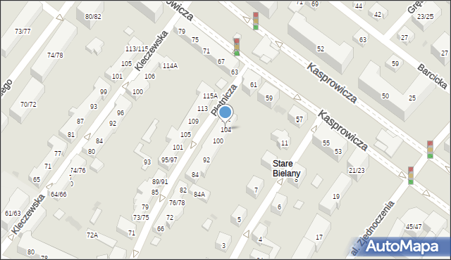 Warszawa, Płatnicza, 104, mapa Warszawy