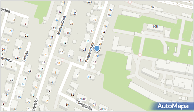 Warszawa, Płatowcowa, 20, mapa Warszawy