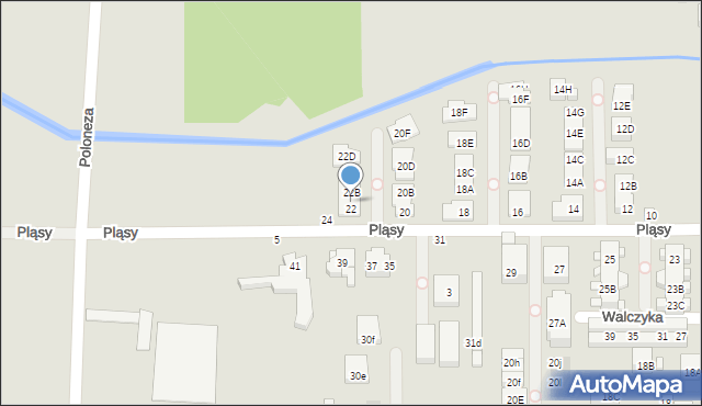 Warszawa, Pląsy, 22A, mapa Warszawy