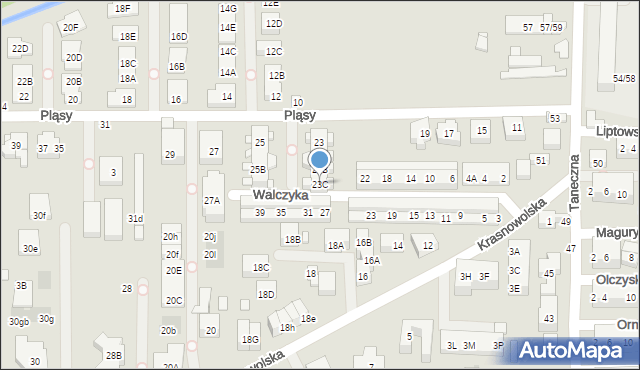 Warszawa, Pląsy, 23C, mapa Warszawy