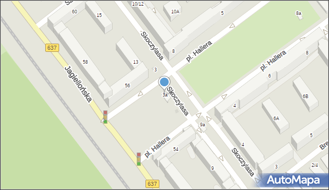 Warszawa, Plac Hallera Józefa, gen., 3a, mapa Warszawy