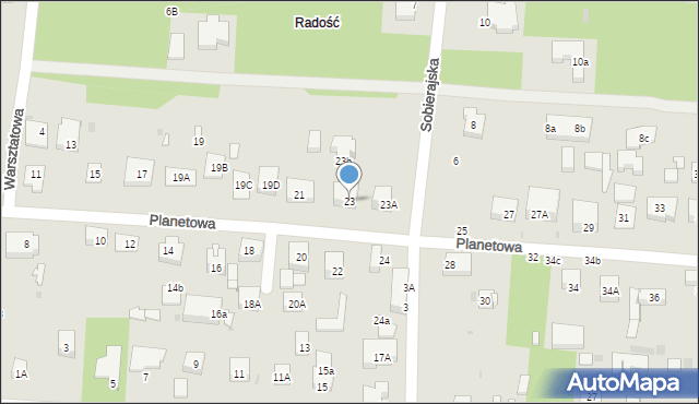 Warszawa, Planetowa, 23, mapa Warszawy