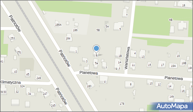 Warszawa, Planetowa, 5, mapa Warszawy